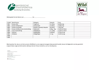 Unterrichtsbaustein: 12.1 Wildangebot Staatsforsten