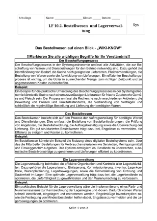Unterrichtsbaustein: 10.1 Das Bestellwesen auf einen Blick