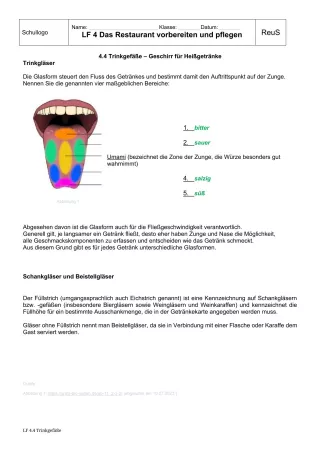 Unterrichtsbaustein: 4.4 Trinkgefäße (Lösung)