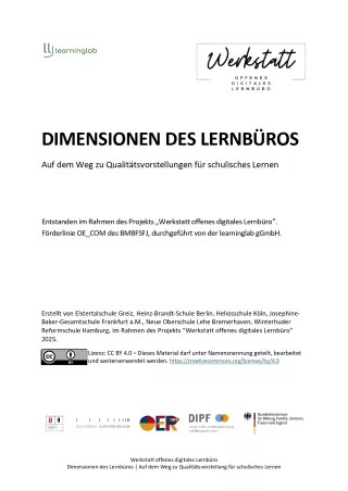 Handreichung: Dimensionen des Lernbüros: Auf dem Weg zu Qualitätsvorstellungen für schulisches Lernen