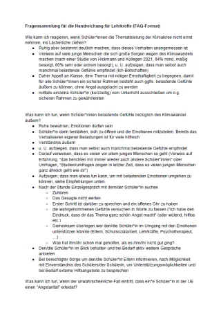 Handreichung: Handreichung für Lehrkräfte und Workshopleitung (FAQ)