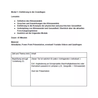 Unterrichtsplanung: Modul 1 | Einführung in die Grundlagen | Ablaufplan