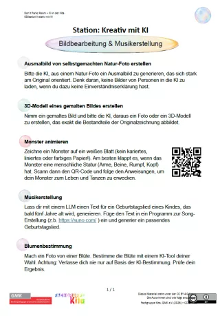 Entdeckendes: Don’t Panic Room - KI in der Kita | Station 3 "Kreativ mit KI - Bildbearbeitung und Musikerstellung"