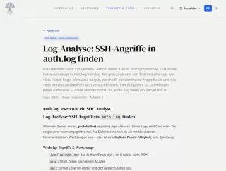 Webseite: Log-Analyse: SSH-Angriffe in auth.log finden