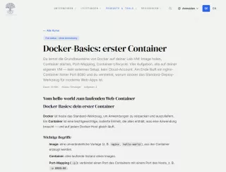 Webseite: Docker-Basics: erster Container