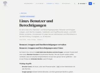 Webseite: Linux-Benutzer und Berechtigungen