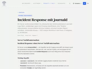 Webseite: Incident Response mit journald