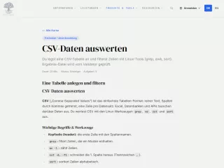Webseite: CSV-Daten auswerten
