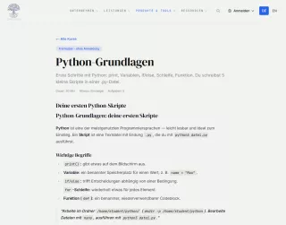 Webseite: Python-Grundlagen