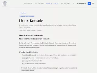 Webseite: Linux-Konsole