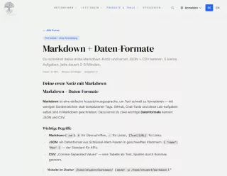 Webseite: Markdown + Daten-Formate