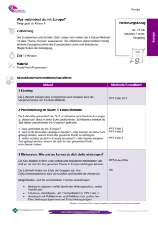 Unterrichtsplanung: Was verbindest du mit Europa? (PDF)