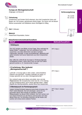 Unterrichtsplanung: Europa als Wertegemeinschaft (PDF)