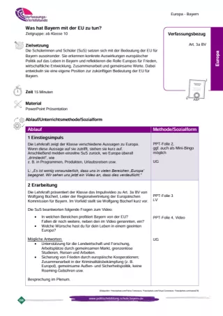 Unterrichtsplanung: Was hat Bayern mit der EU zu tun? (PDF)