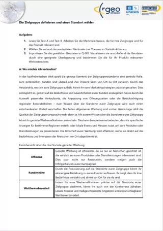 Arbeitsblatt: Die Zielgruppe definieren und einen Standort wählen (Unternehmensberatung)