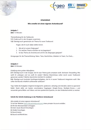 Arbeitsblatt: Arbeitsblatt: Eigenen Actionbound planen und entwickeln