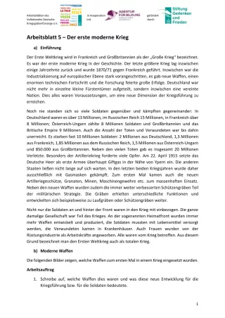 Arbeitsblatt: Arbeitsblatt 5 - Der erste moderne Krieg