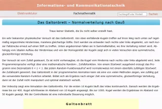 Webseite: Das Galtonbrett - Normalverteilung nach Gauß