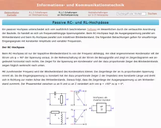 Webseite: Passive RC- und RL-Hochpässe