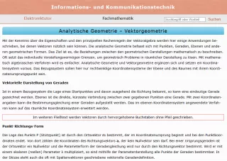 Webseite: Analytische Geometrie - Vektorgeometrie