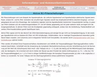 Webseite: Aktive RC-Filterschaltungen