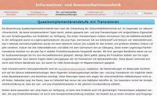 Webseite: Quasikomplementärendstufe mit Transistoren