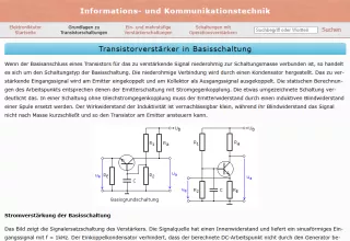 Webseite: Transistorverstärker in Basisschaltung