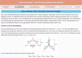 Webseite: Äquivalente Stern-Dreieck-Umrechnungen
