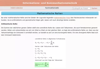 Webseite: Mathematische Reihen