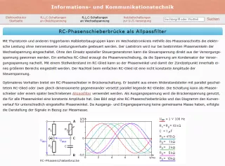 Webseite: RC-Phasenschieberbrücke als Allpassfilter