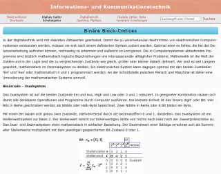 Webseite: Binäre Block-Codices