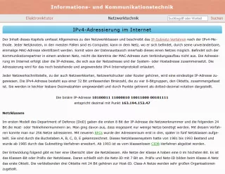 Webseite: IPv4-Adressierung im Internet