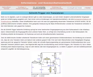 Webseite: Schmitt-Trigger mit Transistoren