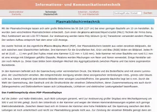 Webseite: Plasmabildschirmtechnik