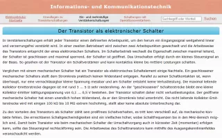 Webseite: Der Transistor als elektronischer Schalter