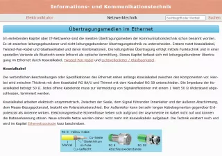 Webseite: Übertragungsmedien im Ethernet