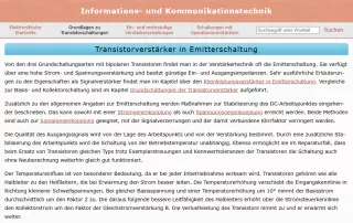Webseite: Transistorverstärker in Emitterschaltung