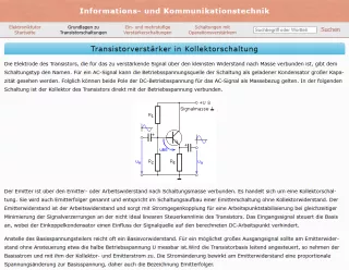 Webseite: Transistorverstärker in Kollektorschaltung