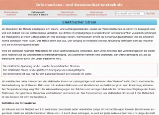 Webseite: Elektrischer Strom