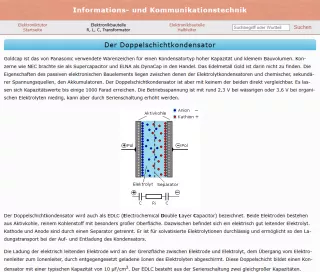 Webseite: Der Doppelschichtkondensator