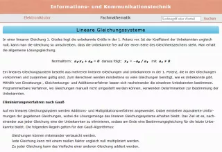 Webseite: Lineare Gleichungssysteme