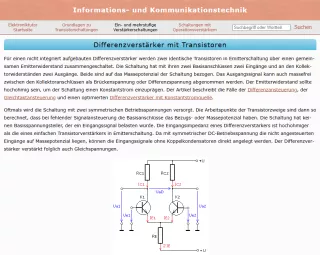 Webseite: Differenzverstärker mit Transistoren