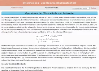 Webseite: Operatoren der Widerstände und Leitwerte