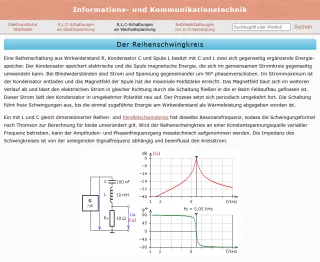 Webseite: Der Reihenschwingkreis