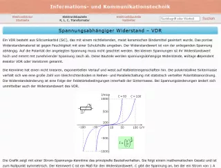 Webseite: Spannungsabhängiger Widerstand - VDR