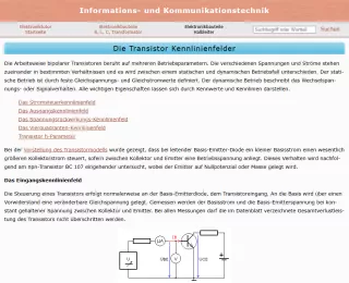 Webseite: Die Transistor-Kennlinienfelder