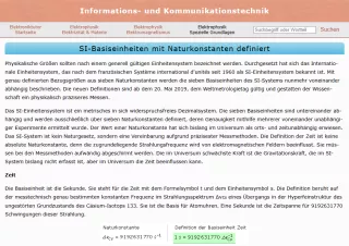 Webseite: SI-Basiseinheiten mit Naturkonstanten definiert
