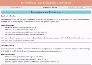 Webseite: Rekursionen und Palindrome