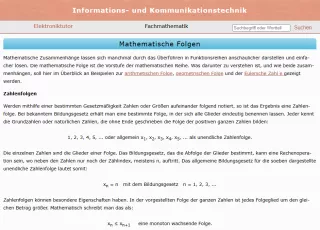 Webseite: Mathematische Folgen