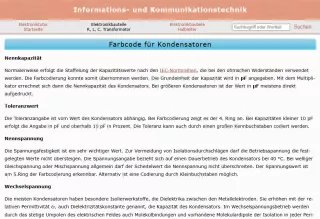Webseite: Farbcode für Kondensatoren